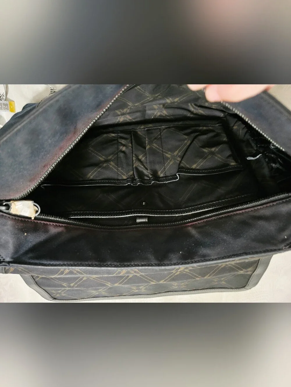 Jack Spade Black Canvas Leather Messenger Laptop Bag